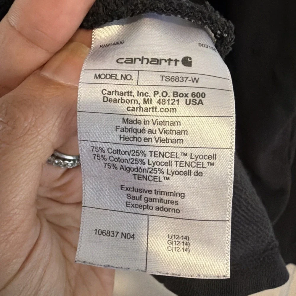 Carhartt tangle loose fit Youth 12-14 Zip Up Sweater black full zip
